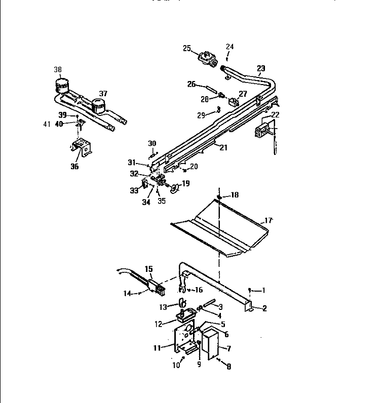 BURNER ASSEMBLY Diagram and Parts List for GF830HXD1  Frigidaire Wall Oven