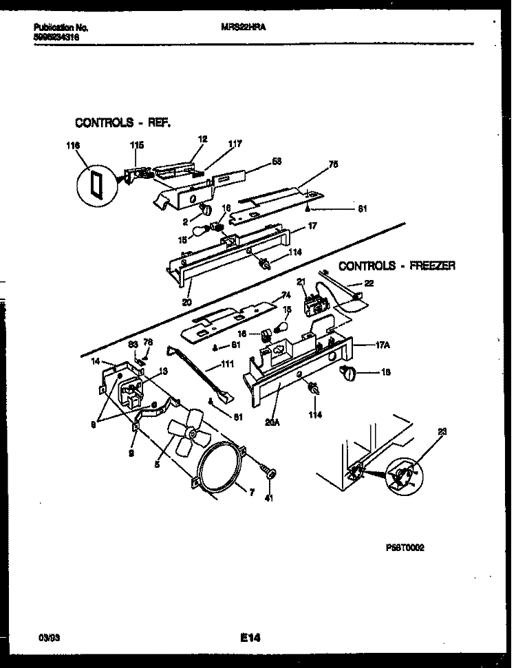 REFRIGERATOR CONTROL ASSEMBLY, DAMP Diagram and Parts List for MRS22HRAD0  Frigidaire Refrigerator
