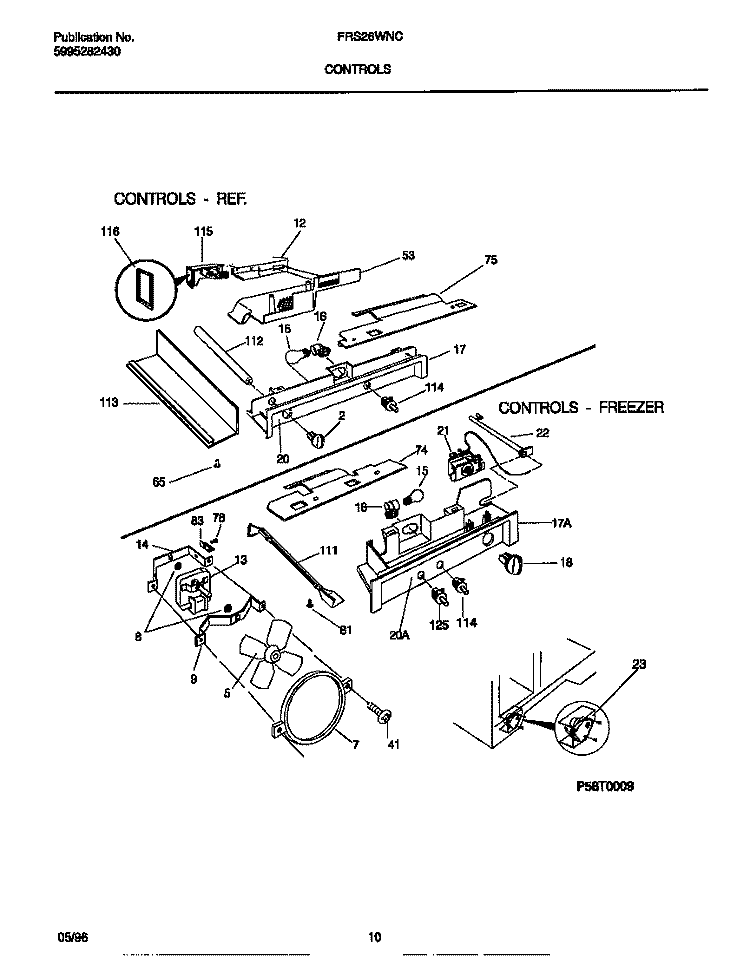 CONTROLS Diagram and Parts List for FRS26WNCW1  Frigidaire Refrigerator