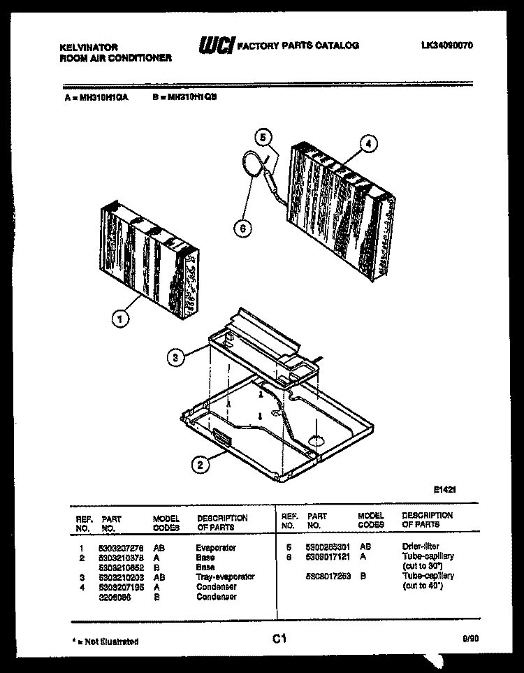 SYSTEM PARTS Diagram and Parts List for MH310H1QB  Kelvinator Air Conditioner