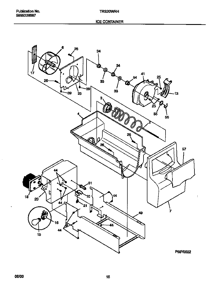 ICE CONTAINER Diagram and Parts List for TRS20WRHD4  Tappan Refrigerator