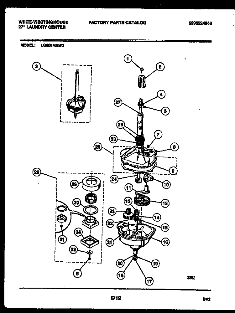 TRANSMISSION PARTS Diagram and Parts List for LG600MXD3  Frigidaire Washer Dryer Combo