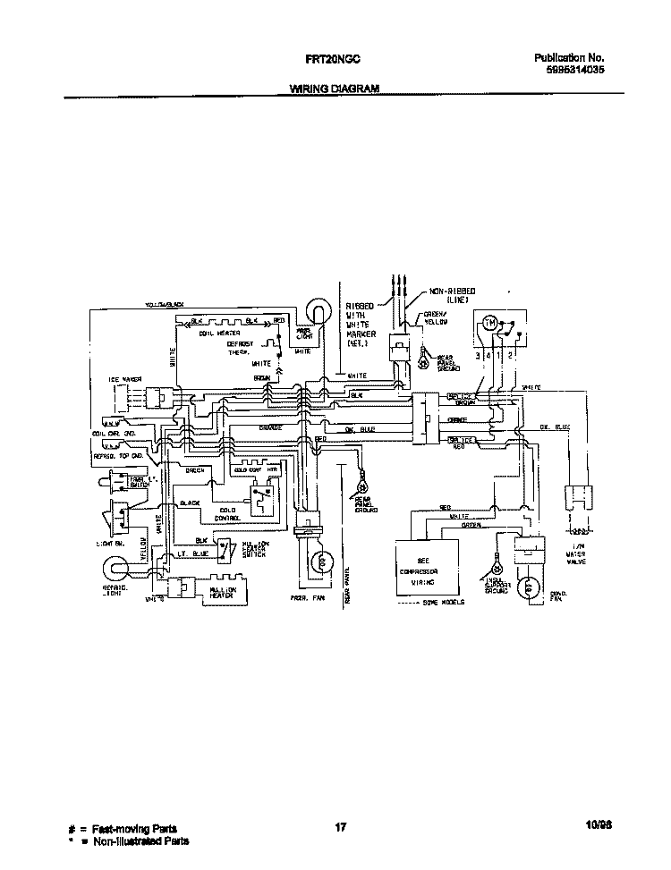 WIRING DIAGRAM Diagram and Parts List for FRT20NGCB9  Frigidaire Refrigerator