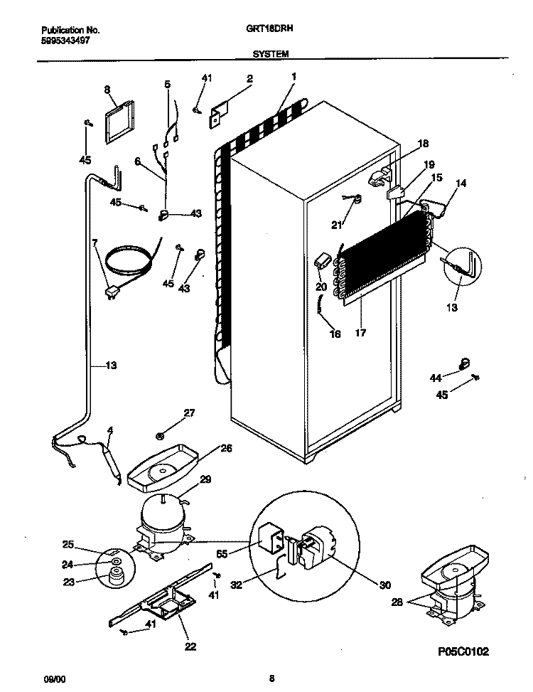 SYSTEM Diagram and Parts List for GRT18DRHD1  Gibson Refrigerator