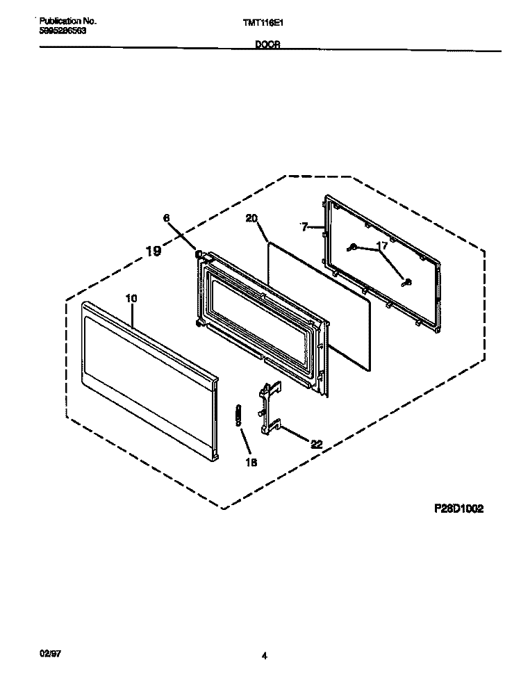 DOOR Diagram and Parts List for TMT116E1W0  Tappan Microwave
