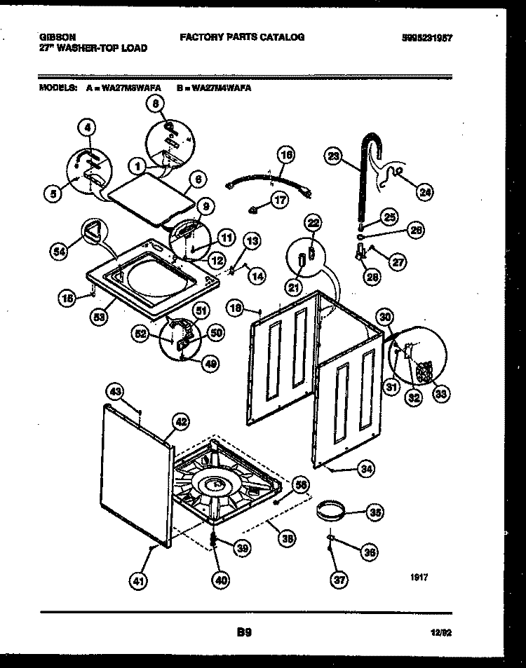 CABINET PARTS Diagram and Parts List for WA27M8WAFA  Gibson Washer