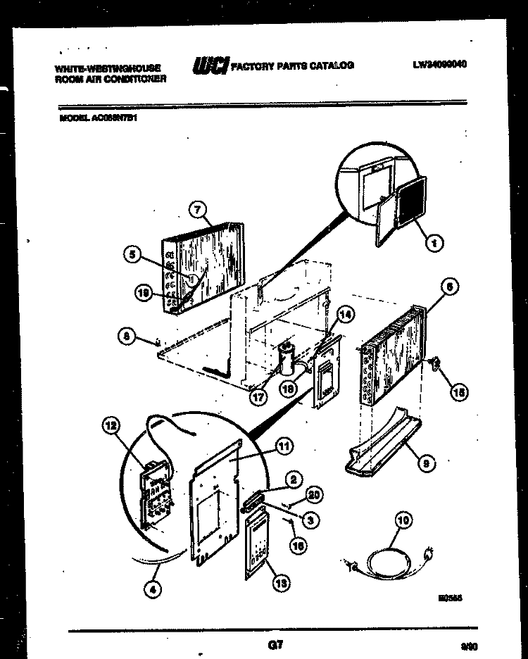 ELECTRICAL PARTS Diagram and Parts List for AC088N7B1  Frigidaire Air Conditioner