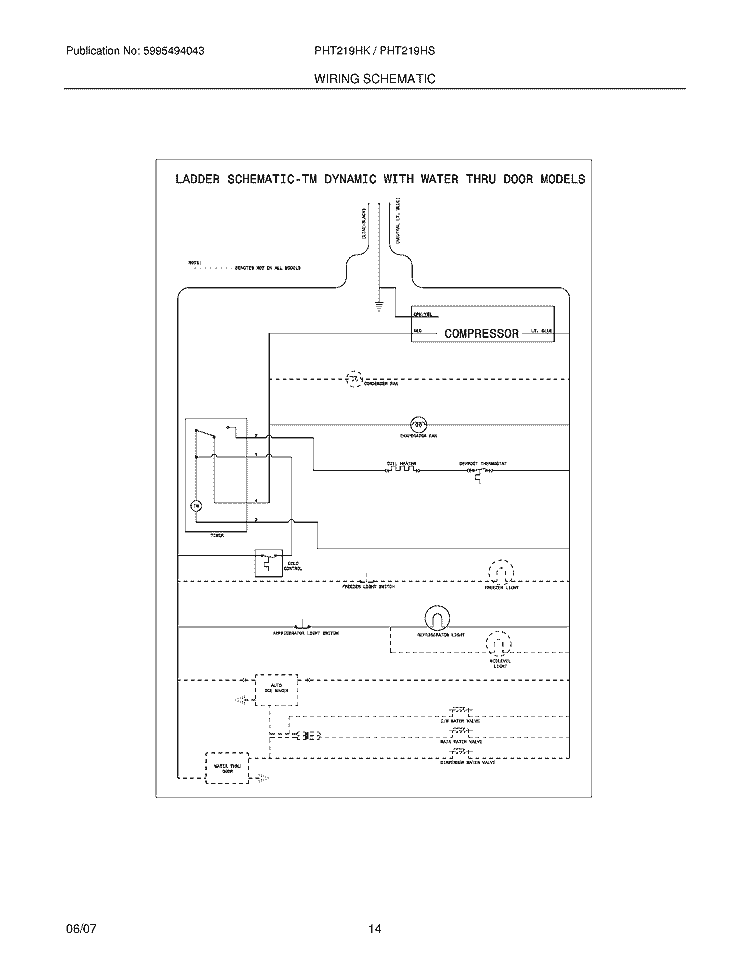 WIRING SCHEMATIC Diagram and Parts List for PHT219HSM4  Frigidaire Refrigerator