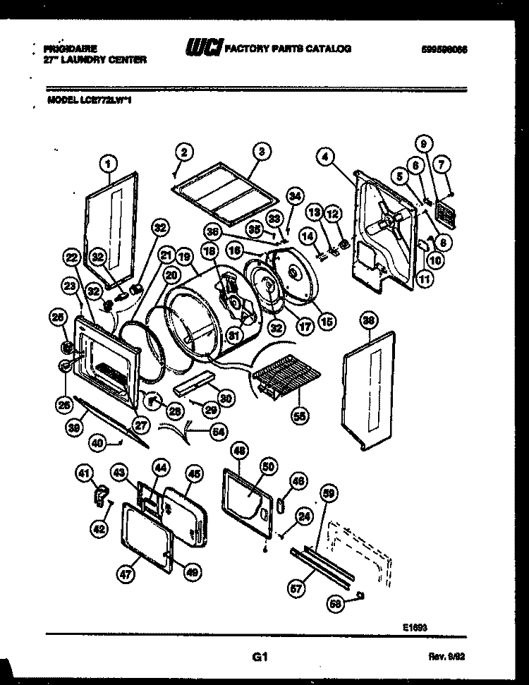 CABINET AND COMPONENT PARTS Diagram and Parts List for LCE772LW1  Frigidaire Washer Dryer Combo