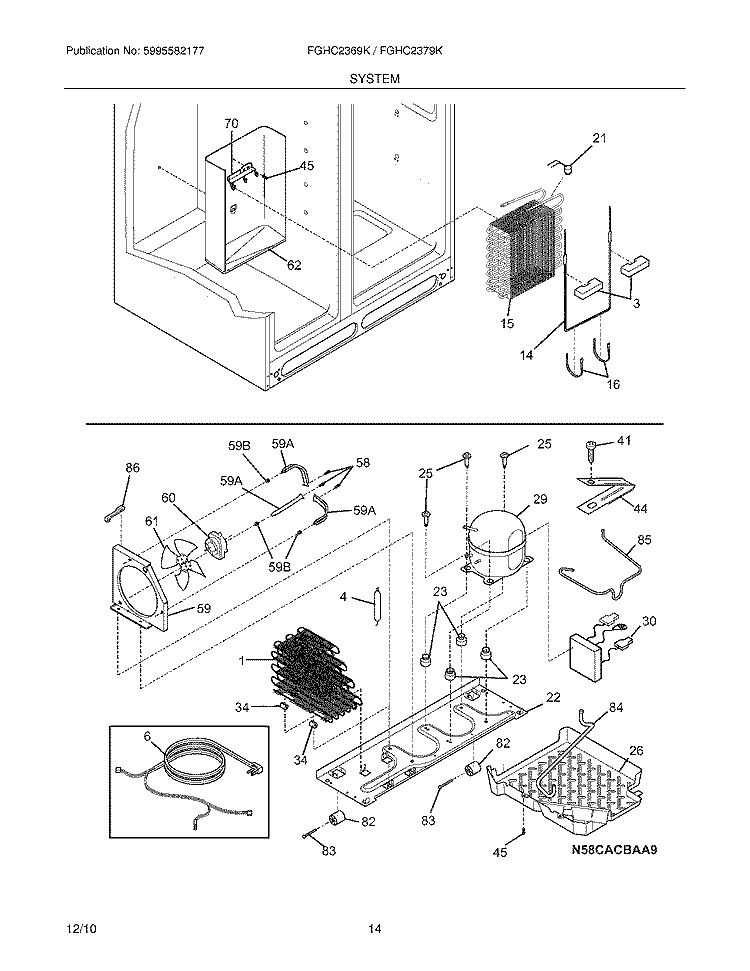 SYSTEM Diagram and Parts List for FGHC2369KE2  Frigidaire Refrigerator