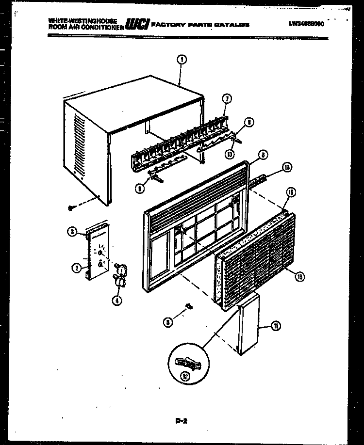 CABINET PARTS Diagram and Parts List for AC053L7A1  Frigidaire Air Conditioner