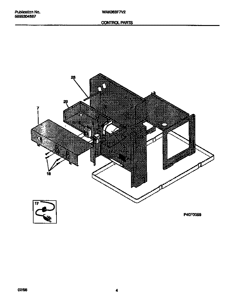 CONTROL PARTS Diagram and Parts List for WAK083F7V2  Frigidaire Air Conditioner