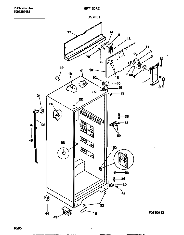 CABINET Diagram and Parts List for MRT15DRED1  Frigidaire Refrigerator