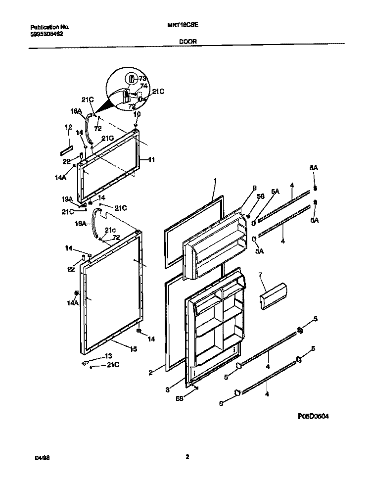 DOORS Diagram and Parts List for MRT18CSEW2  Uni Refrigerator