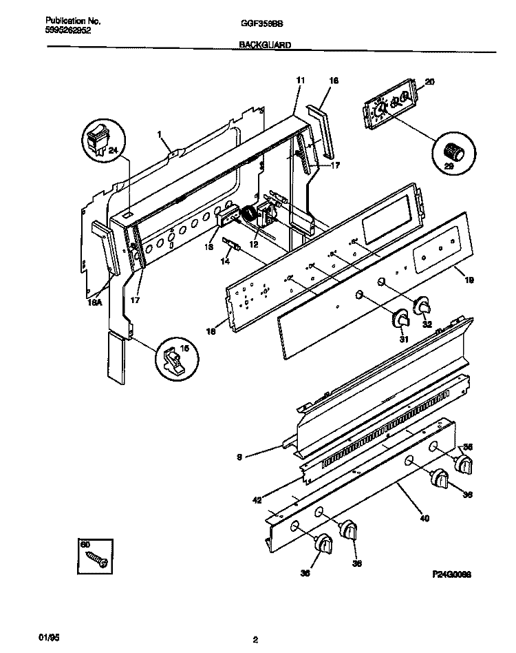 BACKGUARD Diagram and Parts List for GGF356BBDB  Gibson Range