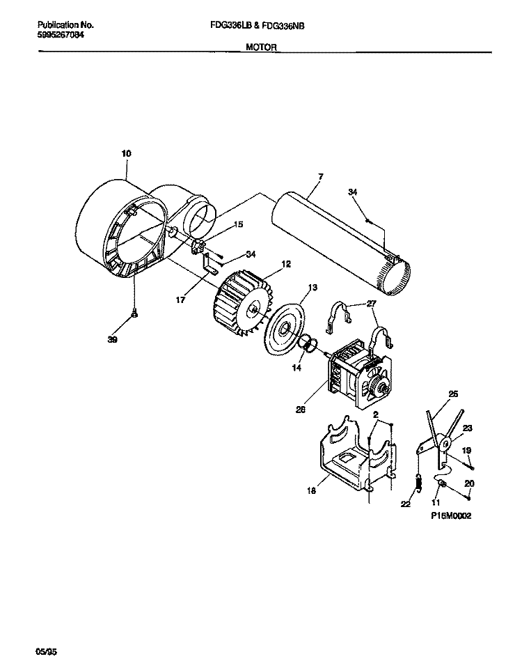 MOTOR Diagram and Parts List for FDG336NBS1  Frigidaire Dryer