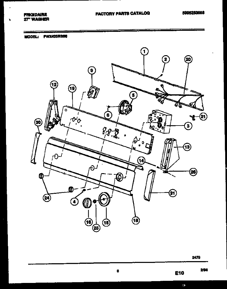 CONSOLE AND CONTROL PARTS Diagram and Parts List for FWX433RBS0  Frigidaire Washer
