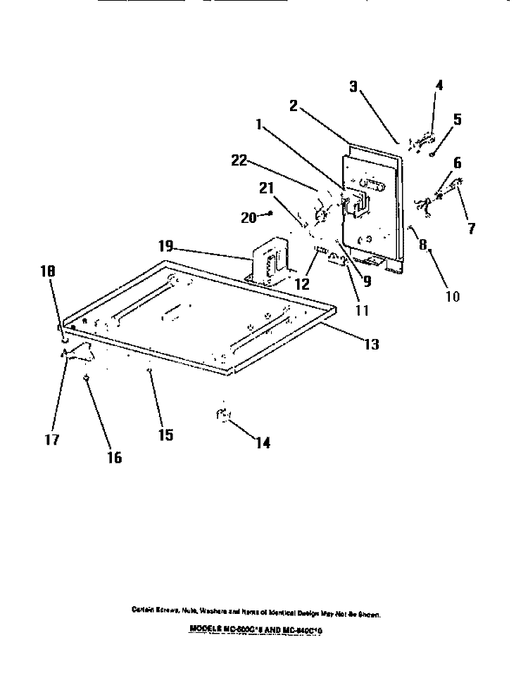 CABINET BASE, BLOWER MOTOR, TRANSFO Diagram and Parts List for MC640C0  Frigidaire Microwave