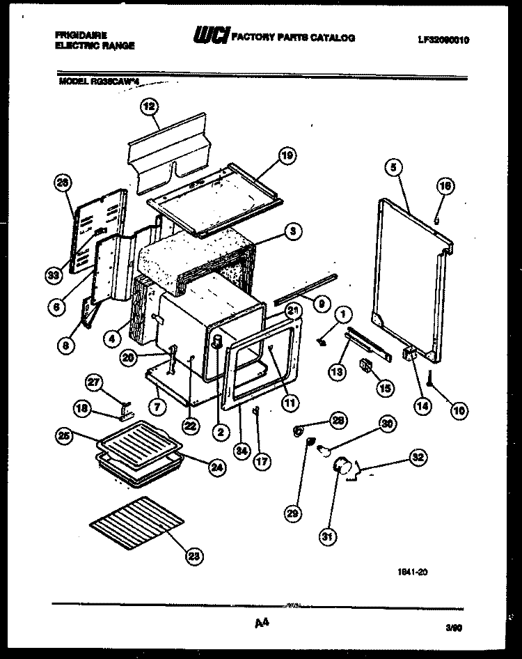 BODY PARTS Diagram and Parts List for RG35CAL4  Frigidaire Range
