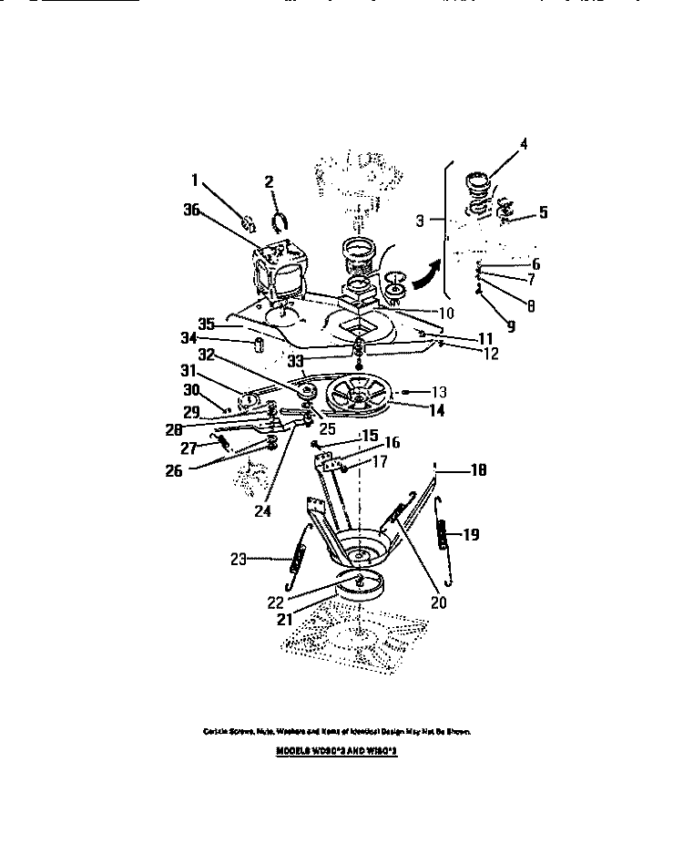 MOTOR, PULLEYS, BELT, SPRINGS Diagram and Parts List for WDSCW3  Frigidaire Washer