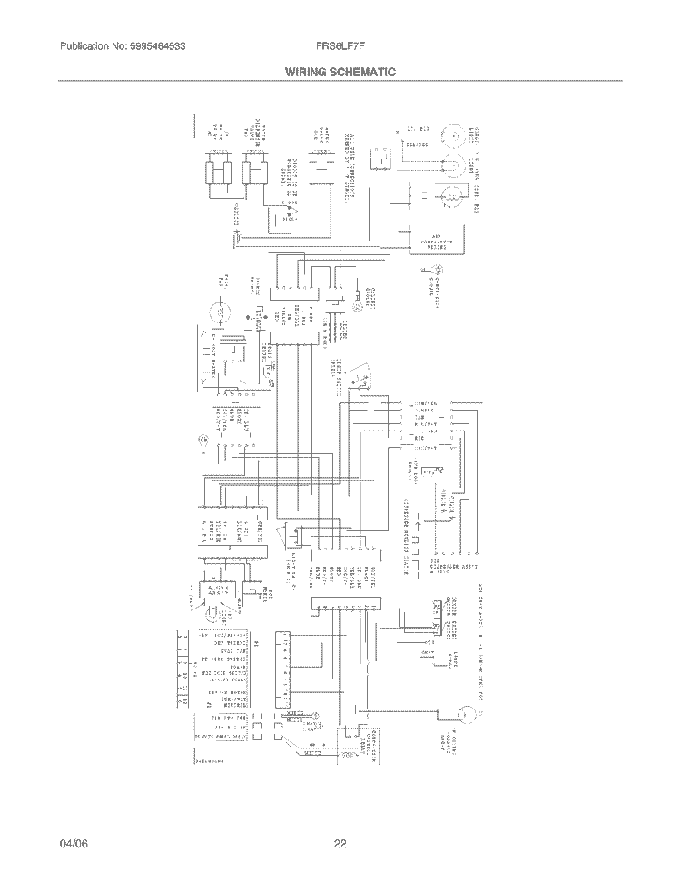 WIRING SCHEMATIC Diagram and Parts List for FRS6LF7FS2  Frigidaire Refrigerator