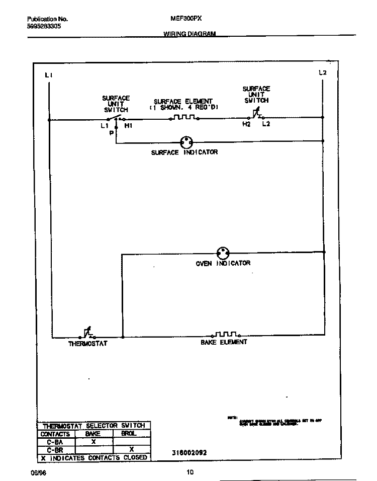 WIRING DIAGRAM Diagram and Parts List for MEF300PXWB  Frigidaire Range