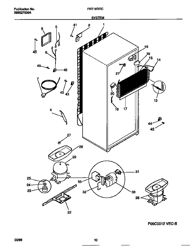 SYSTEM Diagram and Parts List for FRT18RRCD2  Frigidaire Refrigerator