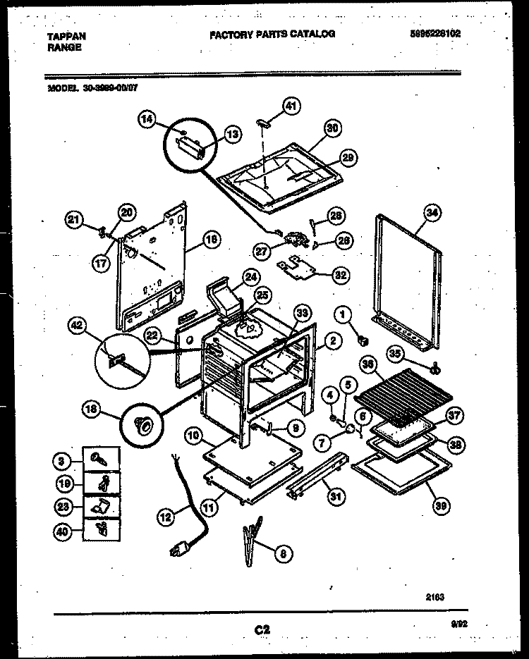 BODY PARTS Diagram and Parts List for 30-3989-23-07  Tappan Range