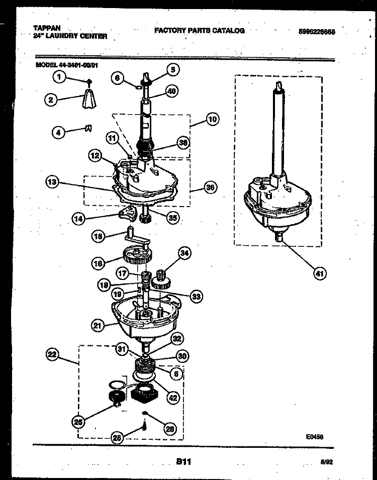 TRANSMISSION PARTS Diagram and Parts List for 44-2401-00-01  Tappan Washer