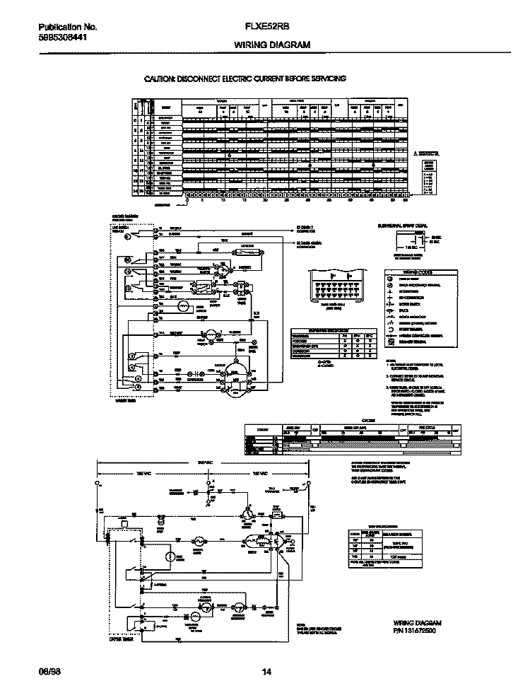 WIRING DIAGRAM Diagram and Parts List for FLXE52RBS7  Frigidaire Washer Dryer Combo