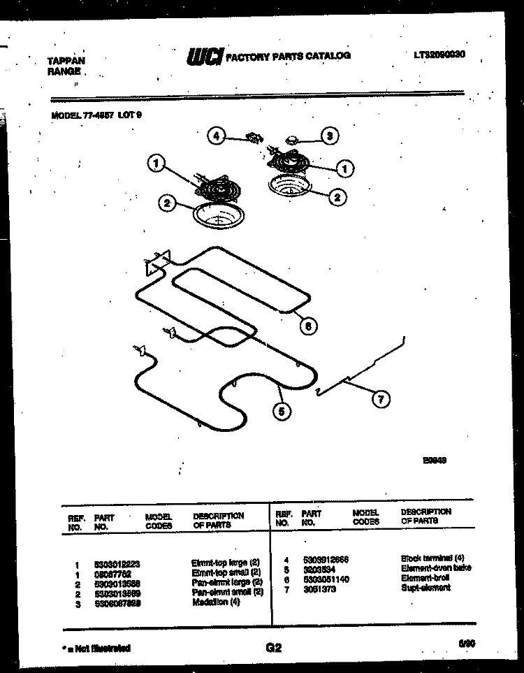 BROILER PARTS Diagram and Parts List for 77-4957-32-09  Tappan Range