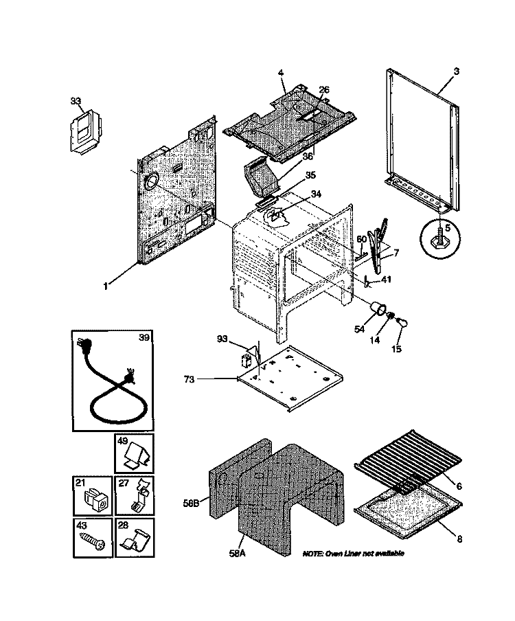 BODY Diagram and Parts List for WGF325BADB  Frigidaire Range
