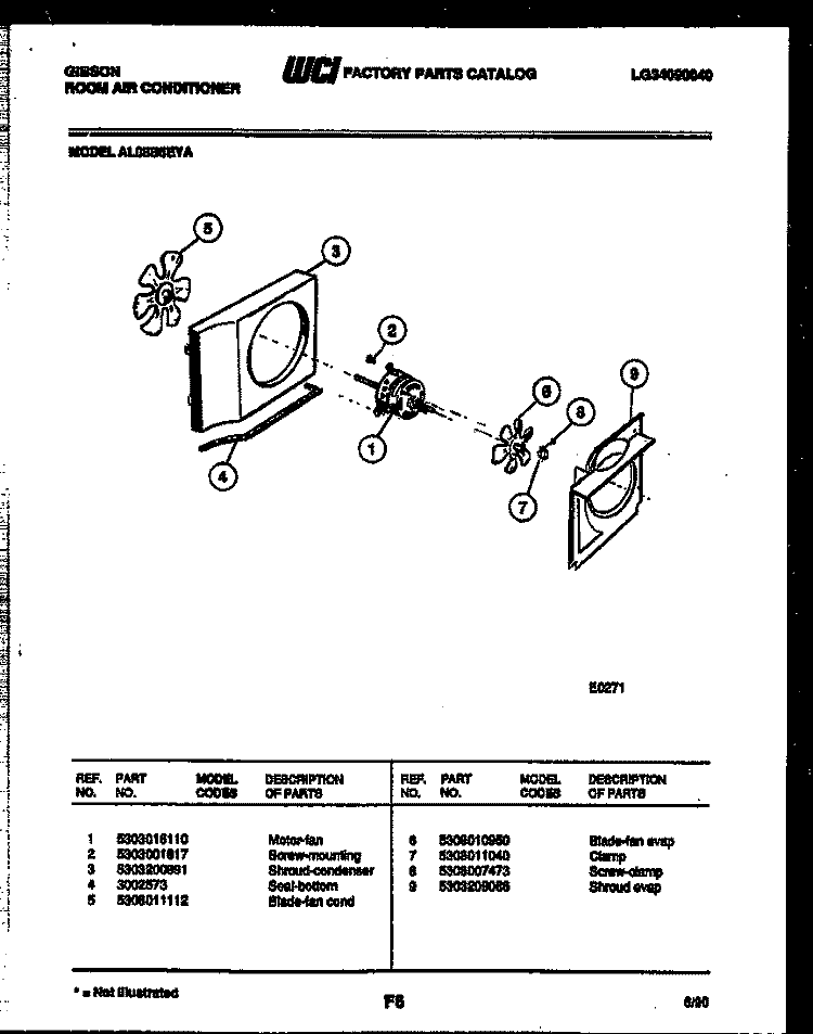AIR HANDLING PARTS Diagram and Parts List for AL08B5EYA  Gibson Air Conditioner