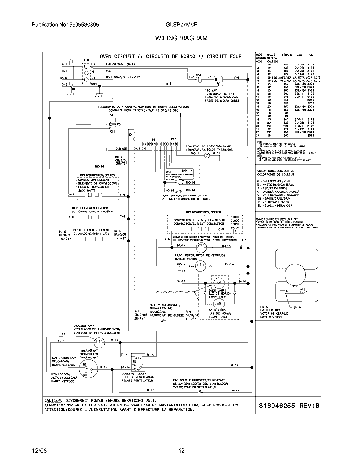 WIRING DIAGRAM Diagram and Parts List for GLEB27M9FSC  Frigidaire Microwave Oven Combo