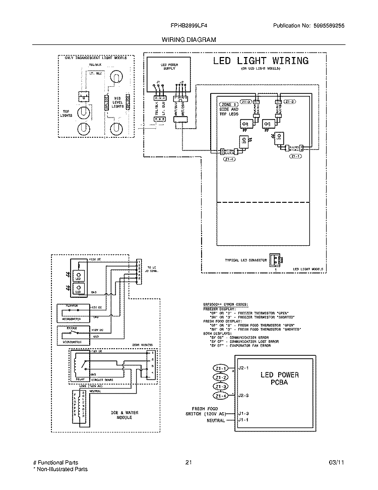 WIRING DIAGRAM Diagram and Parts List for FPHB2899LF4  Frigidaire Refrigerator