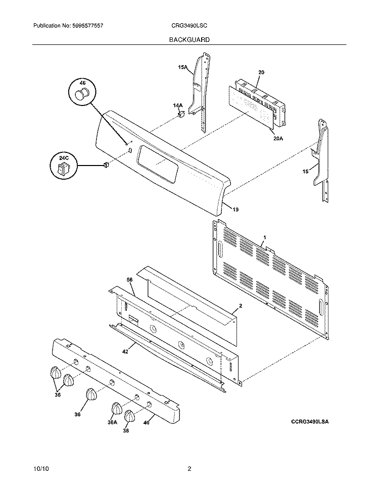 BACKGUARD Diagram and Parts List for CRG3490LSC  Crosley Range