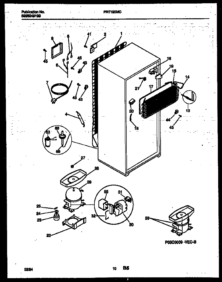 SYSTEM AND AUTOMATIC DEFROST PARTS Diagram and Parts List for PRT193MCH4  Frigidaire Refrigerator