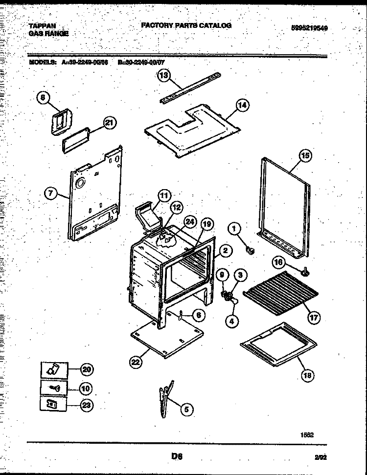 BODY PARTS Diagram and Parts List for 30-2249-00-06  Tappan Range