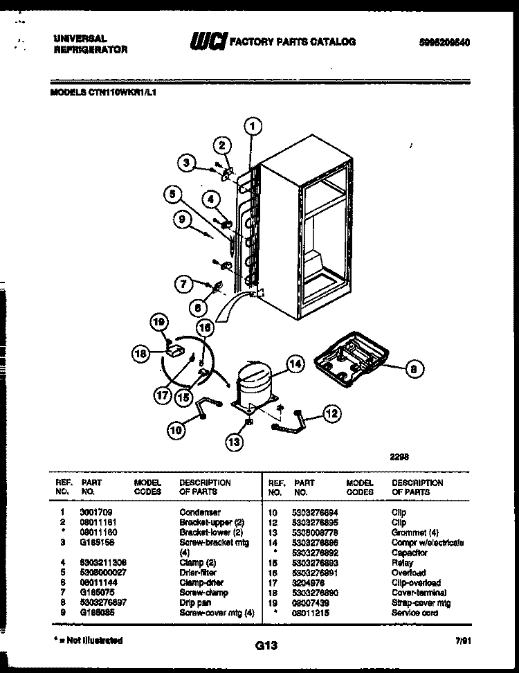 SYSTEM AND AUTOMATIC DEFROST PARTS Diagram and Parts List for CTN110DKL1  Frigidaire Refrigerator