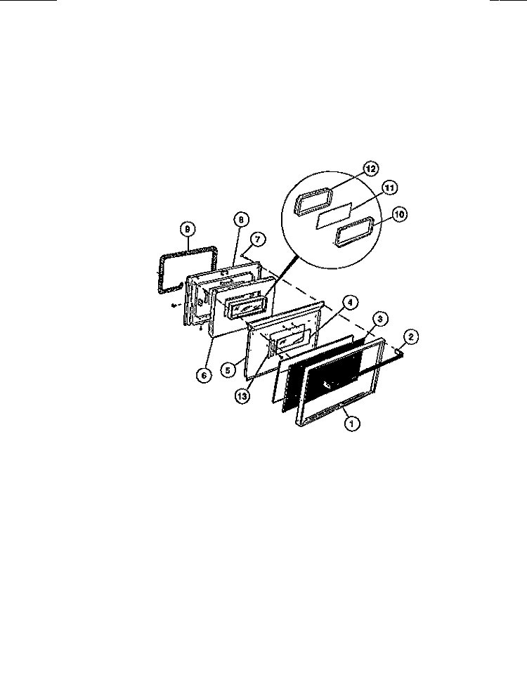 OVEN DOOR Diagram and Parts List for CGC4S8DXC  Gibson Range