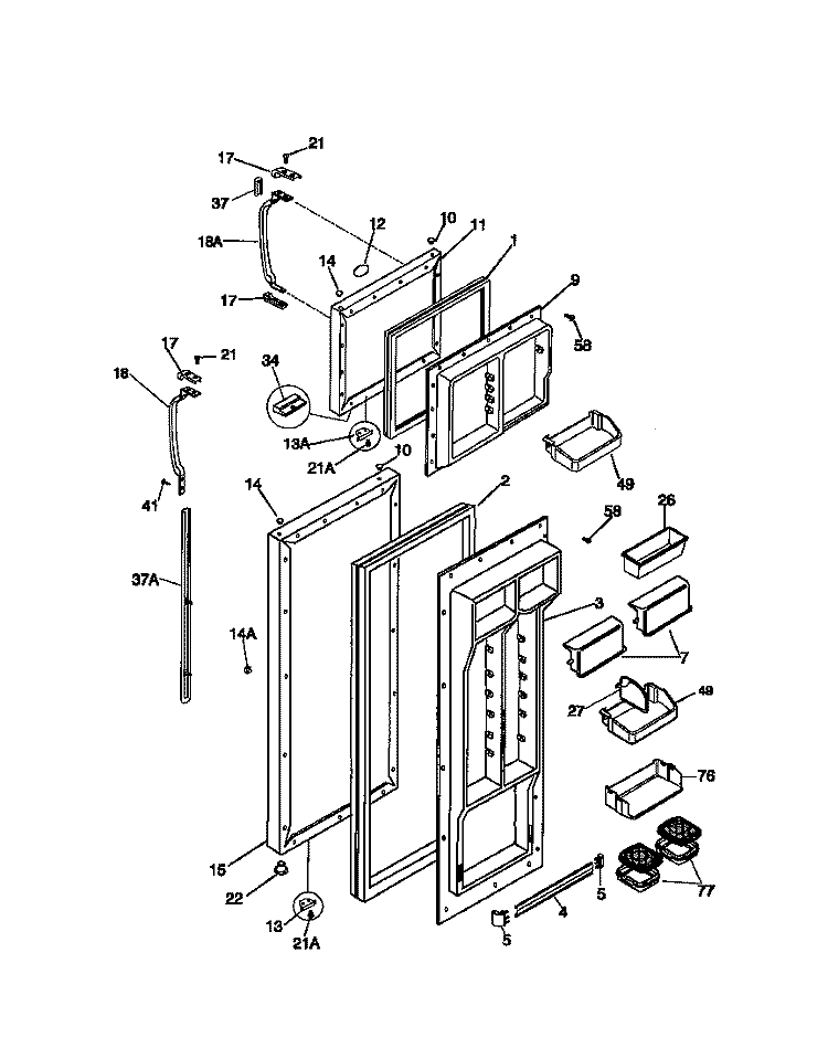 DOOR Diagram and Parts List for FRT24RGCB1  Frigidaire Refrigerator