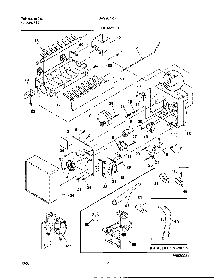 ICE MAKER Diagram and Parts List for GRS20ZRHD8  Gibson Refrigerator