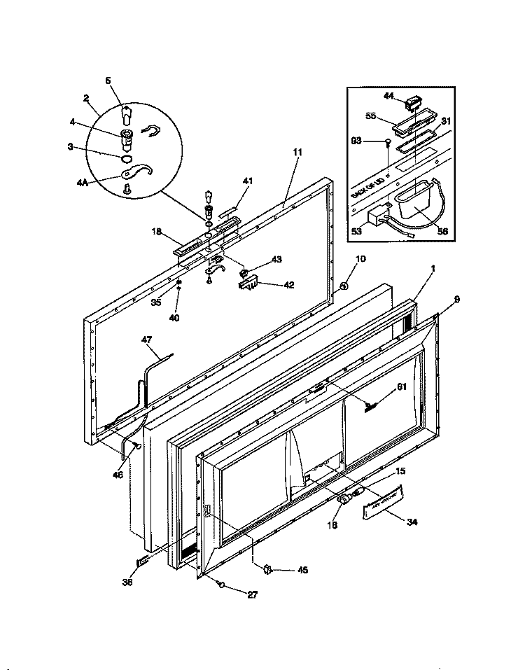 DOOR Diagram and Parts List for FFC15D9CW0  Frigidaire Freezer