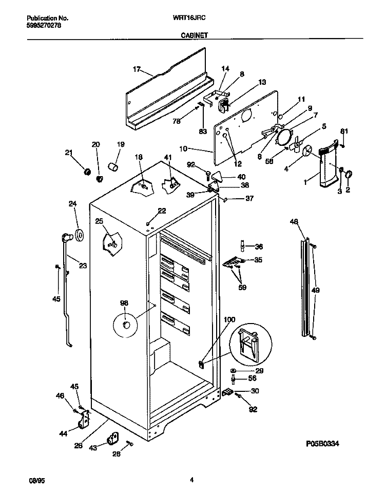 CABINET Diagram and Parts List for WRT16JRCD0  Frigidaire Refrigerator