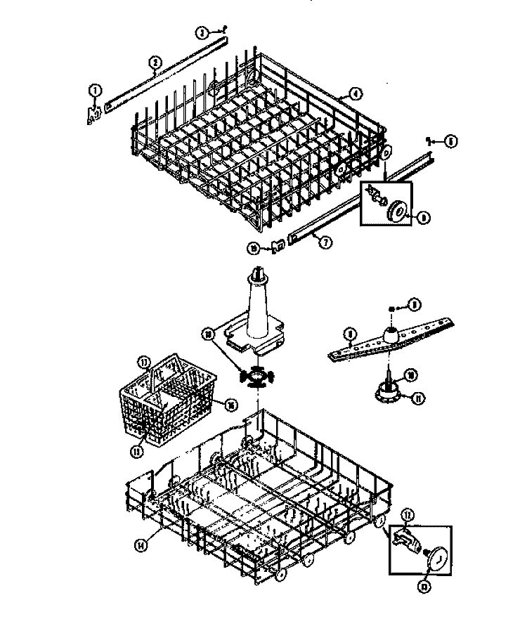 RACKS AND TRAYS Diagram and Parts List for DW4400DW2  Frigidaire Dishwasher
