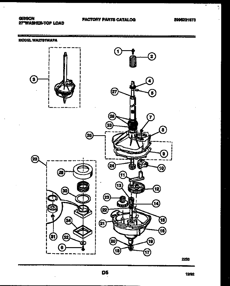 TRANSMISSION PARTS Diagram and Parts List for WA27S1WAFA  Gibson Washer