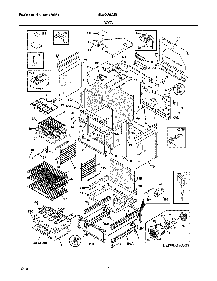 BODY Diagram and Parts List for EI30DS5CJS1  Electrolux Range