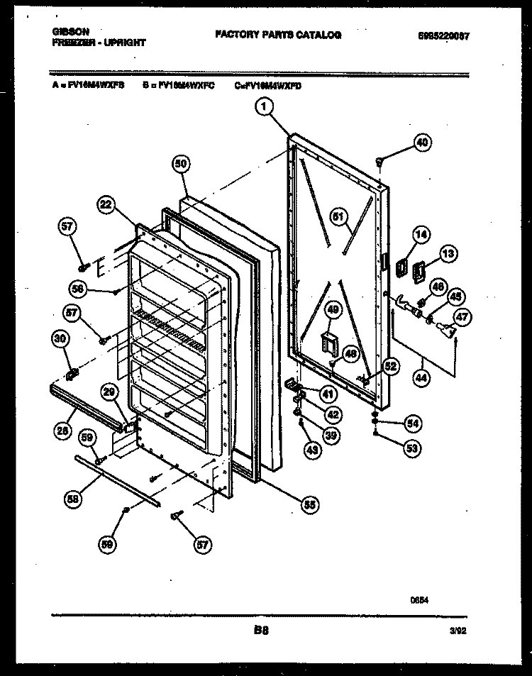 DOOR PARTS Diagram and Parts List for FV16M4WXFD  Gibson Freezer