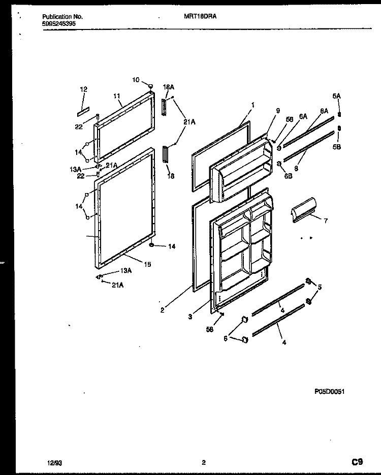 DOOR PARTS Diagram and Parts List for MRT18DRAZ0  Frigidaire Refrigerator