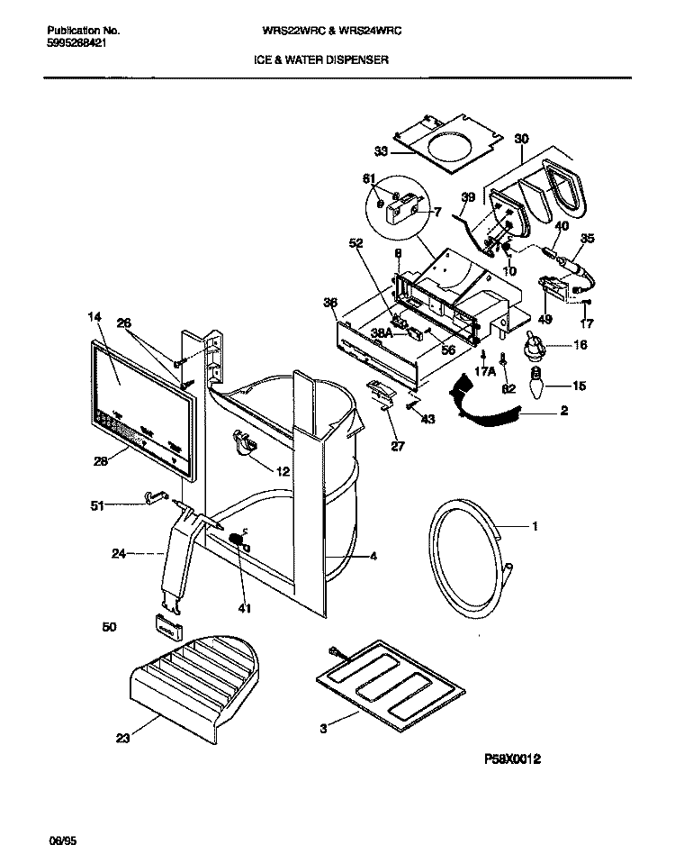 ICE & WATER DISPENSER Diagram and Parts List for WRS22WRCD0  Frigidaire Refrigerator
